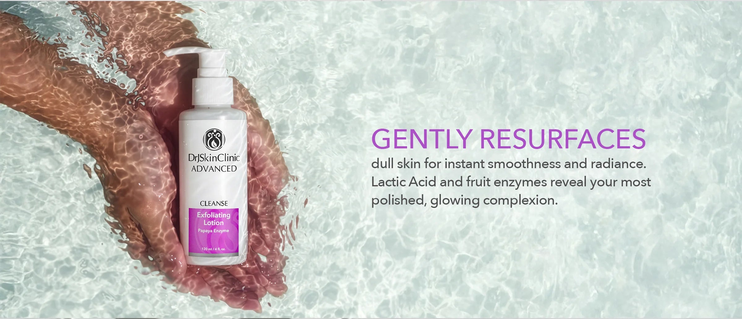 Exfoliating Lotion being held in water