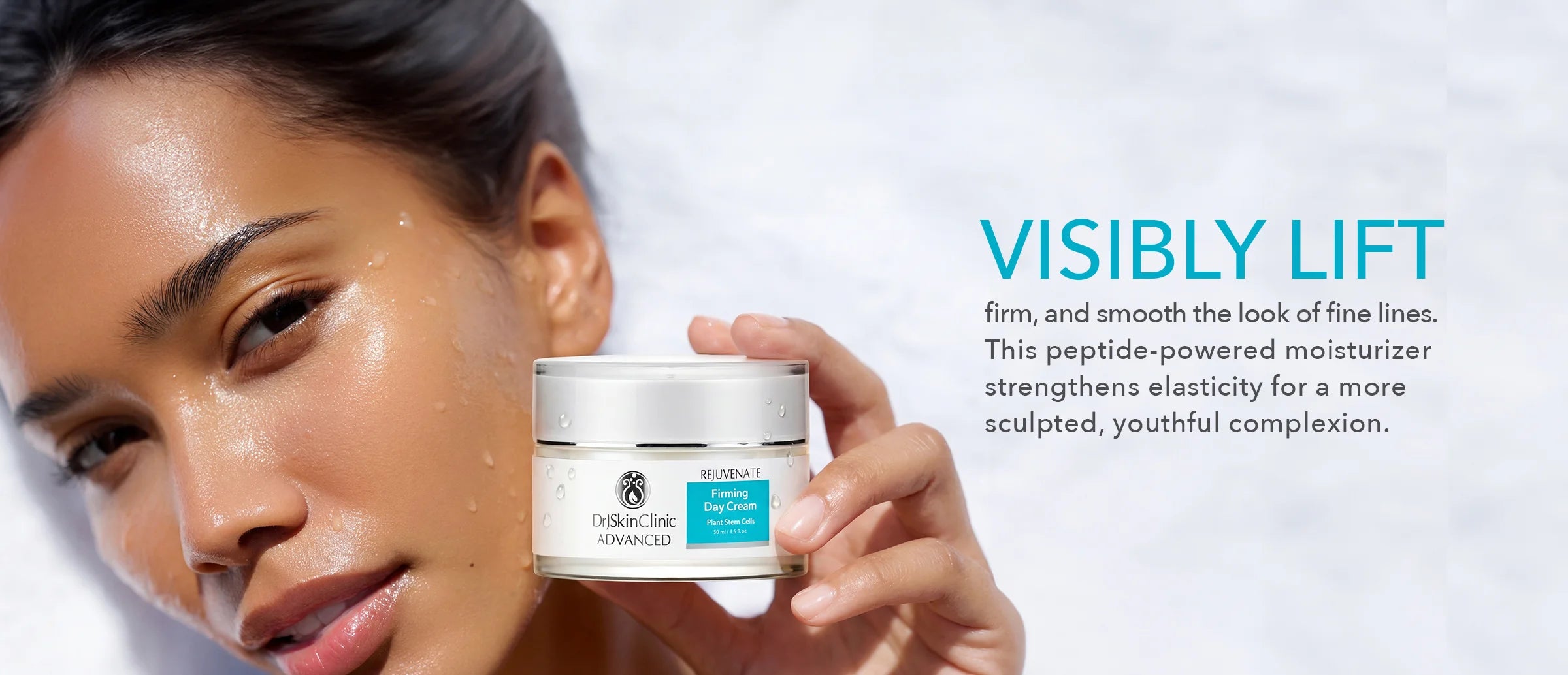 Woman Firming Day Cream with text about visible lifting and smooth lines.